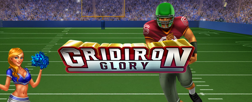 Grit, guts, determination – that’s what it takes to win at football. You’ll need all three for Gridiron Glory, a slot machine that puts you on the field for all the football action you need. This five-reel video slot brings bone-crunching action, stacked wilds, free spins and 243 possible winning combinations – enough to confuse Bill Belichick.